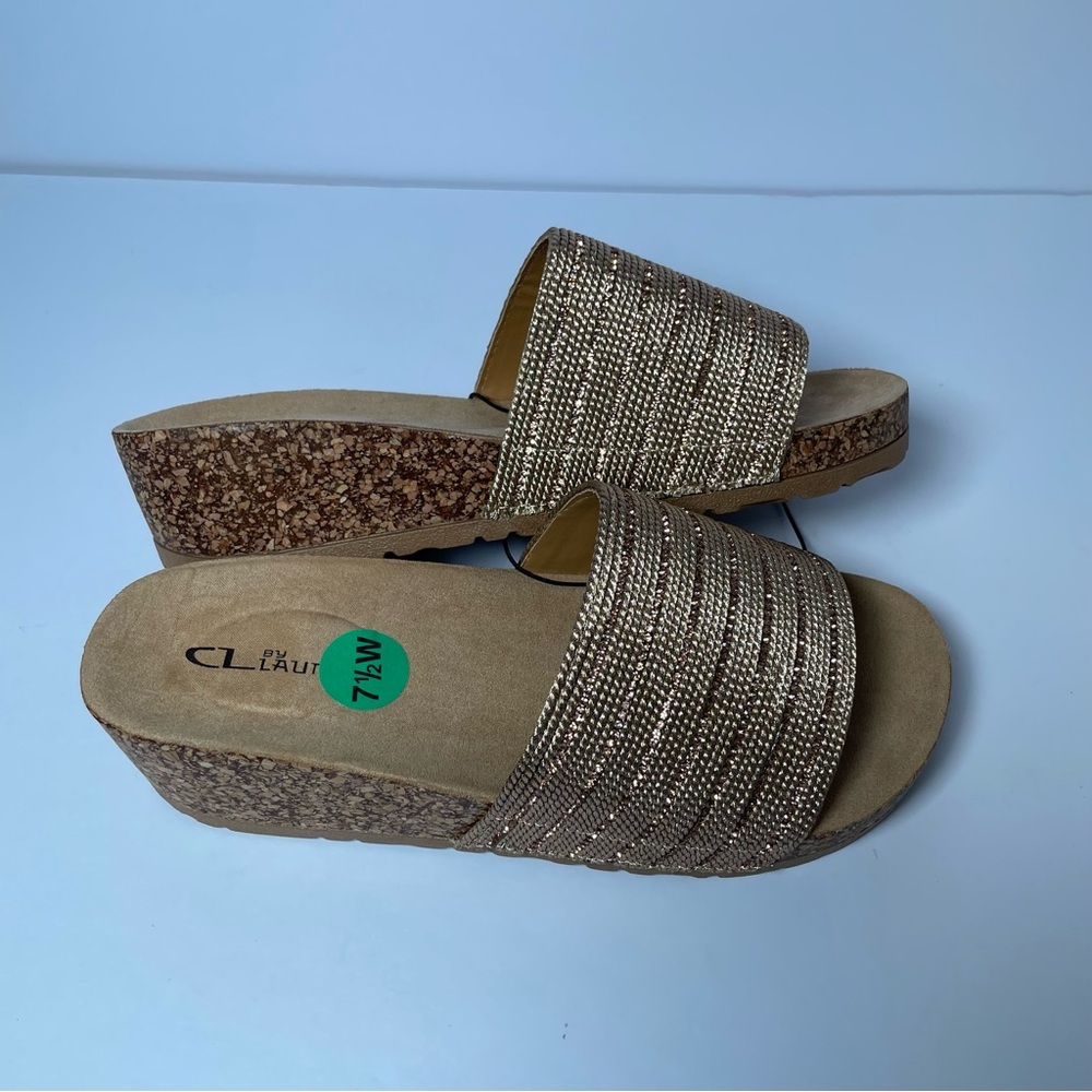 CL by Laundry Women's Gold Wedge Sandals